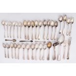 Collection of Georgian and later silver flatware to include various teaspoons, table spoon and other