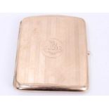 9ct rose gold cigarette case with engraved family crest.