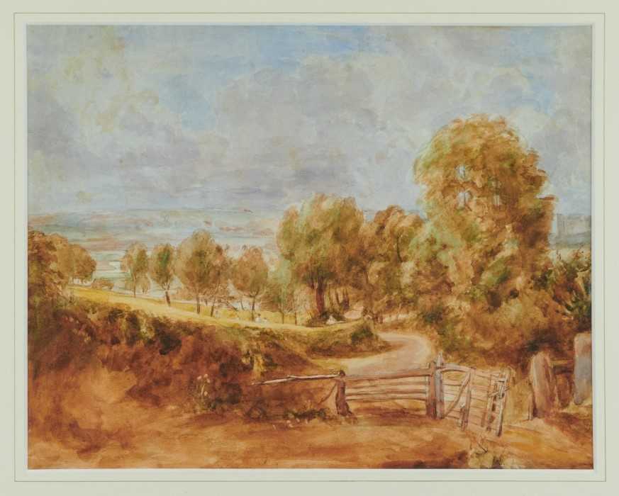 Thomas Churchyard watercolour (after Constable) Fen Lane