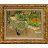 Michel Dureuil (1929-2011) oil on canvas, La Table du Jardin, signed, 39 x 48cm, framed. Provenance: