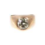 Antique diamond ring with an old cut diamond in gold setting
