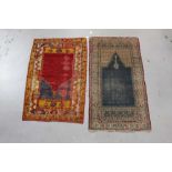 Two antique Eastern prayer rugs