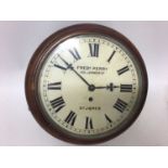 Victorian wall clock with painted 10" circular dial signed 'Frederick Perry 130 Jermyn St, St James'