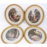 Set of four early 20th century stipple engravings in gilt oval frames