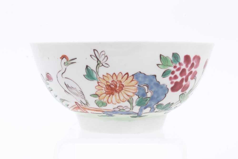 A Liverpool round bowl, finely decorated in Chinese famille rose style, circa 1760