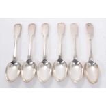 Set of six George IV Scottish silver table spoons.