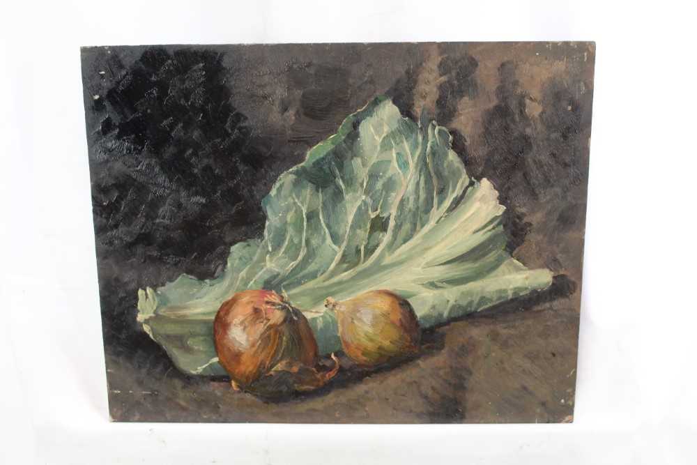 Bernard Meninsky (1891-1950) oil on canvas still life study- onions and leeks - Bild 9 aus 17