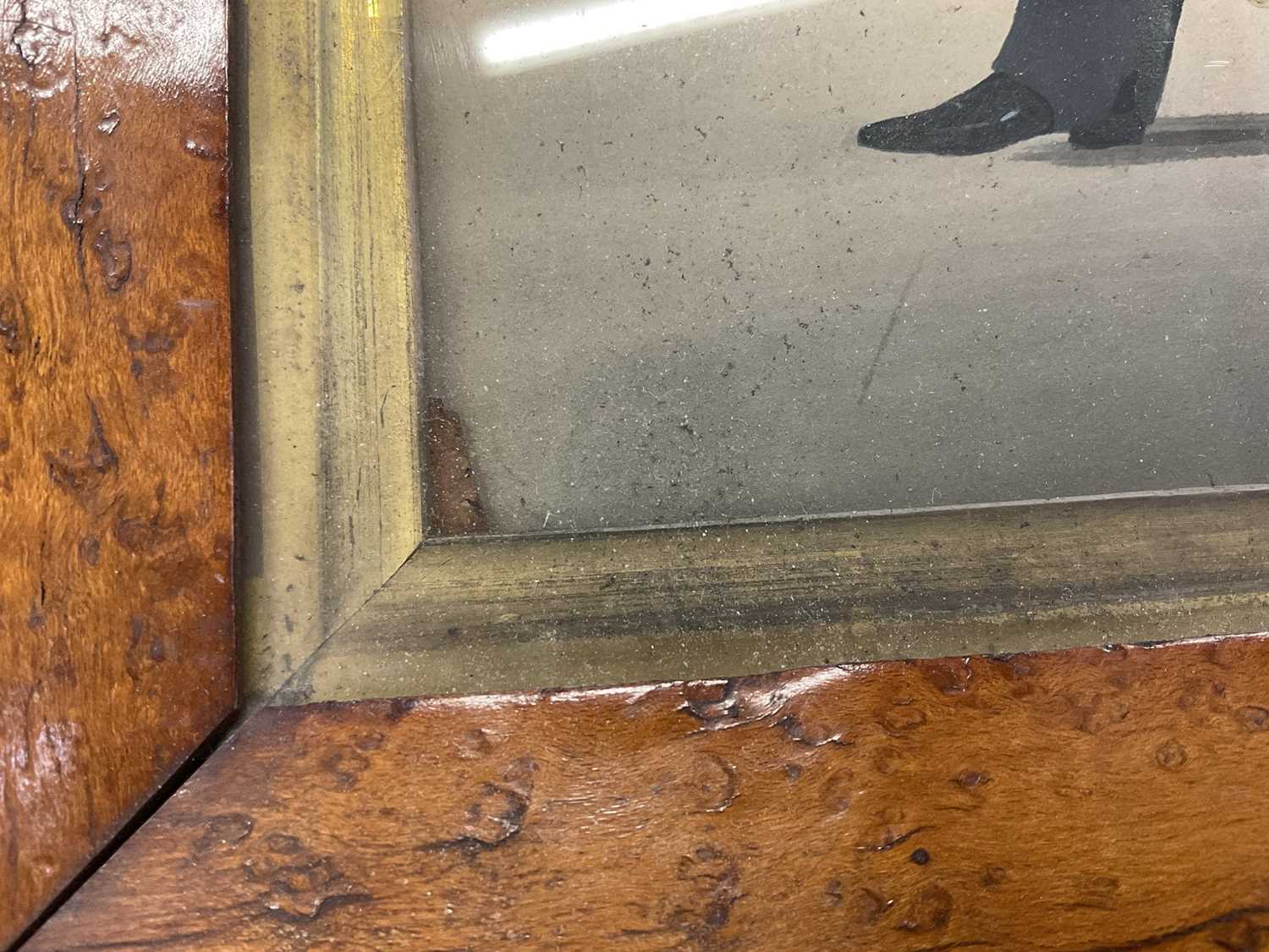 Unusual Regency silhouette portrait, with skull on the table, in birds eye maple frame. - Bild 5 aus 8