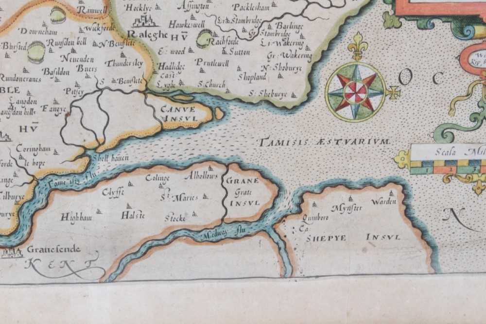 William Kipp after Saxon: 'Essexia Comitaatus.' 17th century hand coloured copper engraved map, - Image 6 of 7