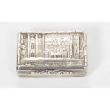 Early 19th century silver castle top vinaigrette of rectangular form, Newstead Abbey