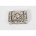 George III silver vinaigrette of rectangular form, with raised foliate borders.