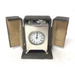 1920s Silver cased carriage clock in original fitted case