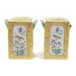 Pair of Chinese porcelain pot pourri vases (damaged)