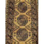 Afghan gold and blue runner, 245cm x 74cm