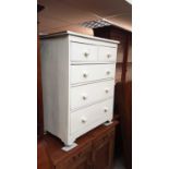 Victorian painted pine chest of two short and three long drawers, 85cm wide, 52cm deep, 108.5cm