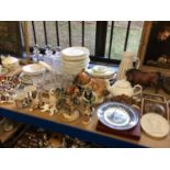 Group of china and glass, including a Royal Crown Derby Imari pedestal dish, Doulton, Goebel, Royal