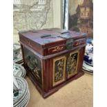 Antique Chinese toiletry box with mirror and drawers
