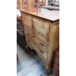 Queen Anne style burr walnut cabinet with two doors and two drawers below on cabriole legs and pad f