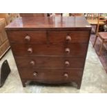 19th century mahogany chest of two short and three long drawers