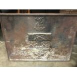 19th century armorial cast iron fire back