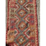 Kilim runner with geometric decoration, 207cm x 61cm