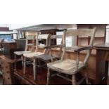 Four antique country elm kitchen chairs