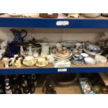 Large group of 18th century and later china, including Coalport, Caughley, Jackfield jug, etc