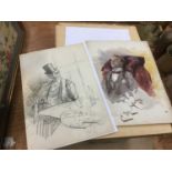 Antique engraving, two portraits of Gentleman, prints and folios.