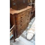 Nineteenth century mahogany chest of two short and three long graduated drawers, 120cm wide, 54cm de