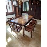 Chinese hardwood dining table and eight chairs