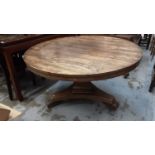 Regency rosewood circular breakfast table with tilt top on pedestal with trefoil plateau base and sc
