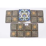 Four Victorian Minton Arts & Crafts tiles - in the manner of Christopher Dresser.