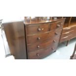 19th century mahogany bowfronted chest of two short and three long drawers