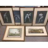 Six assorted cricketing prints, all in glazed frames