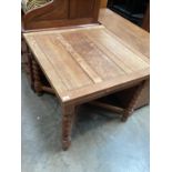 1930s light oak draw-leaf dining table and six chairs