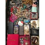 Quantity of costume jewellery including various bead necklaces, simulated pearls, earrings, pendants