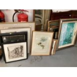 Quantity of decorative pictures to include 19th century watercolours, sorting prints and others (27