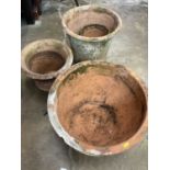 Four assorted terracotta garden pots