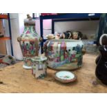 Chinese Famille Rose vase, pot and cover, stand and bowl (4)
