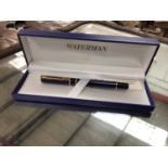 Waterman fountain pen with deep blue marbled finish