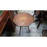 Octagonal inlaid table and cake stand