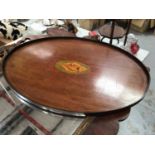 Edwardian inlaid mahogany oval tray