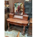 Victorian mahogany dressing table with raised mirror back
