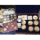 Group of commemorative coins including seven gold plated British Banknotes coins and some coin first