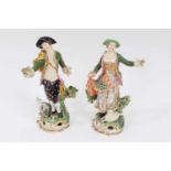 Pair of Derby figures of a shepherd and shepherdess, circa 1820