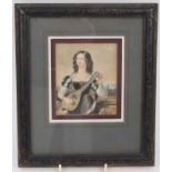 Well painted 19th century miniature portrait on paper of a lady