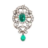 Late Victorian emerald and diamond pendant/brooch
