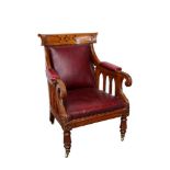 Late Victorian honey oak framed ecclesiastical library chair