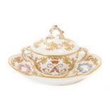 Fine 19th century English Sevres -style armorial porcelain consommé bowl,cover and stand