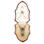Fine early 20th century Belle Époque sapphire and diamond necklace, the principal oval mixed cut cor